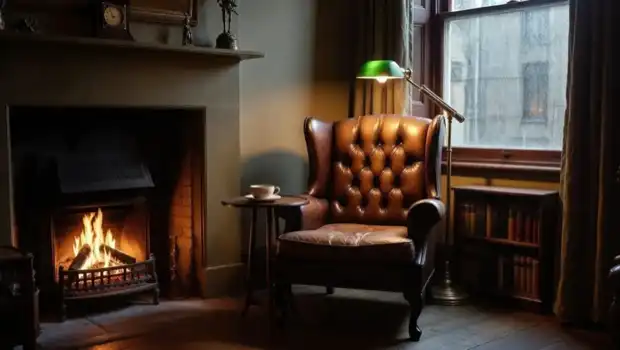 Upstairs reading area at Corey's Bookshop